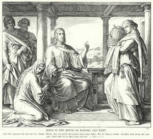 Jésus dans la maison de Marthe et Marie (gravure) - Julius (after) Schnorr von Carolsfeld