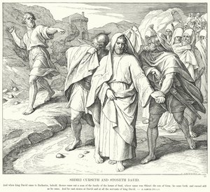 Shimei maudit et lapide David - Julius (after) Schnorr von Carolsfeld