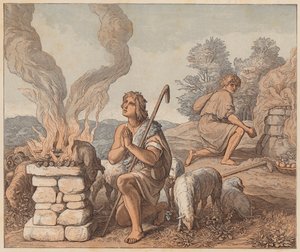 Les Offrandes de Caïn et Abel, Genèse, IV, 3, 4 - Julius (after) Schnorr von Carolsfeld