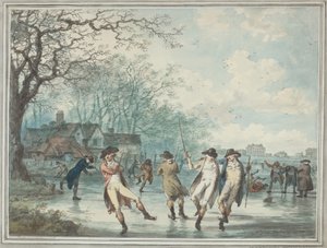 Patineurs sur la Serpentine à Hyde Park - Julius Caesar Ibbetson