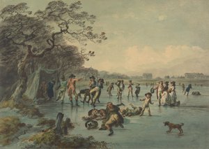 Patinage à Hyde Park - Julius Caesar Ibbetson
