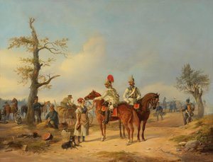 Vivandière et cuirassiers prussiens