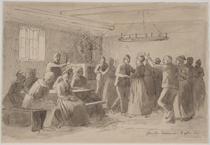 La mariée danse dans le cercle des mariés - Julius Exner