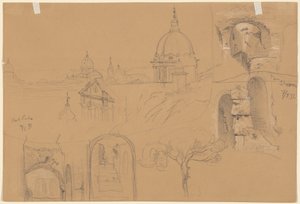 Études du Colisée et du Monte Pincio (verso) - Julius Jacob the Elder