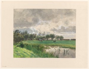 Vache broutant dans un pré - Julius Jacobus van de Sande Bakhuyzen