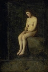 Une nymphe. Modèle féminin assis