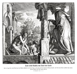 David voit Bethsabée sur le toit, 2 Samuel - Julius Schnorr von Carolsfeld