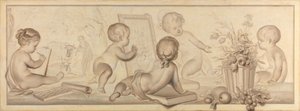 Six putti avec fleurs et fruits et attributs de l