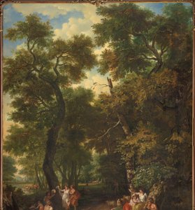 Paysage arcadien avec des bergers jouant de la musique et dansant