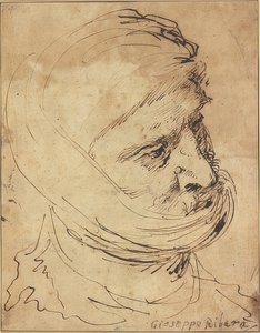 Tête barbue, avec un tissu autour du menton - Jusepe de Ribera