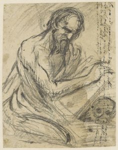 Saint Jérôme, écrivant dans un livre qu