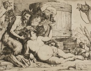 Silenus au pressoir à vin