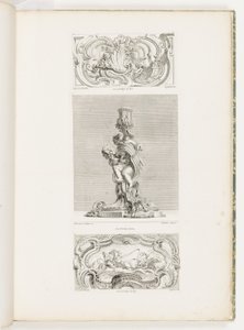 Panneau ornemental avec fontaine de coquillages flanquée de guirlandes et volutes, pl. 22 dans Œuvre de Juste-Aurèle - Juste Aurèle Meissonnier