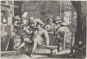 Intérieur avec des paysans jouant aux cartes