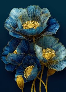 Coquelicots bleus dorés - Justyna Jaszke