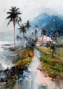 Village tropical brumeux - Justyna Jaszke