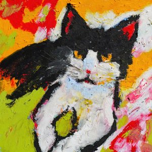 Peinture vibrante de chat