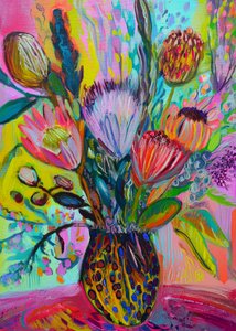 Bouquet de protéas aux couleurs éclatantes