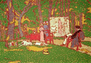 Peindre Lazarine et Anella dans le parc. Il fait chaud