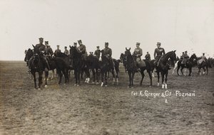 Album Jack Bosio - Campagne de guerre 1917-1920 : Mission militaire en Pologne (Varsovie - Posen) mars-avril 1919, une batterie de chevaux à Posen (Poznan)