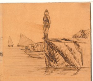 Femme sur un rocher - Kaarale Andreassen