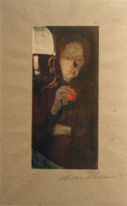 Femme avec une orange