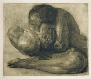 Femme avec enfant mort