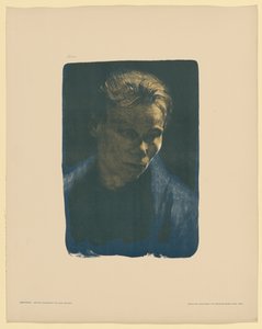Halbporträt einer Arbeiterfrau mit blauem Schal - Käthe Kollwitz