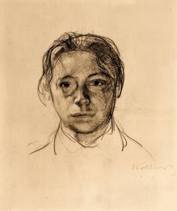 Jeune autoportrait avec cheveux lâches