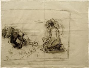 K.Kollwitz, Étude pour Laboureur (Laboureur avec femme agenouillée)