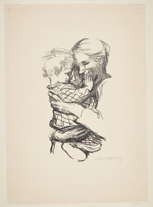 Mère avec enfant dans les bras