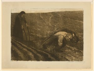 Tireur de charrue et femme (travail rejeté pour la planche 1 de « Guerre des paysans », 2e état) - Käthe Kollwitz