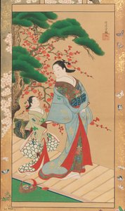 Courtisane et servante au début du printemps, début du XVIIIe siècle - Kakondo