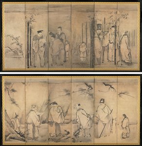 Les sept sages de la forêt de bambous; Les quatre anciens du mont Shang - Kanō Tan’yū