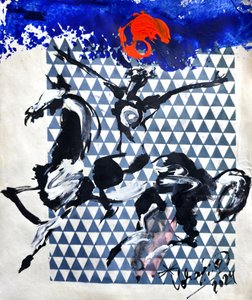 Résumé : Chevaux, soleil orange - Kanat Ibragimov