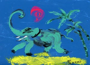 Promenade joyeuse sur la plage avec les éléphants