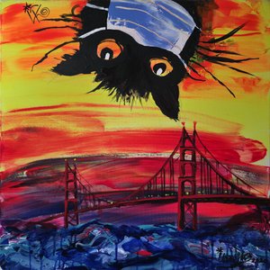 Chat masqué au coucher de soleil à San Francisco