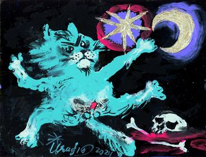 Le chat mystique et la lune