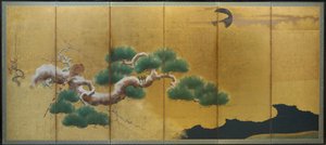 Faisan et pin, vers 1626 (encre, couleur et or sur papier) - Kano Koi