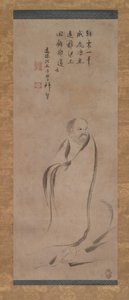 Bodhidharma traversant le fleuve Yangzi sur un roseau