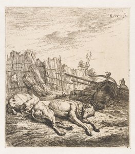 Chiens de chasse endormis (Animaux) - Karel Du Jardin