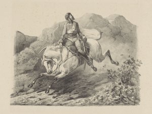 Soldat en fuite à cheval