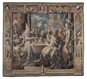 Cléopâtre divertit Antoine; tapisserie, vers 1640