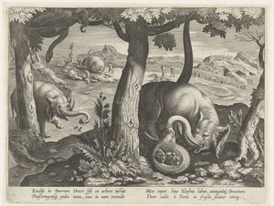 Olifant en combat avec un serpent - Karel van Mallery (attributed to)