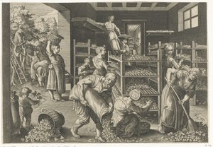 Récolte de feuilles de mûrier et alimentation des vers à soie (Vermis Sericus, série)
