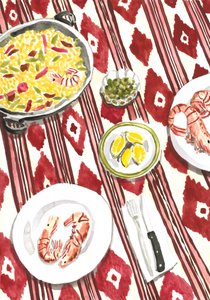 Repas à base de paella espagnole - Karen Menzenbach