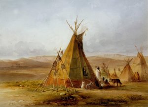 Camp des Assiniboin / Tipi / Karl Bodmer