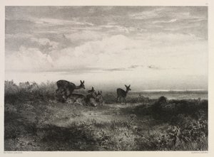 Paysage avec des cerfs, vers 1840