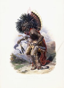 Pehriska-Ruhpa, guerrier Moennitarri en costume de la danse du chien, 1840