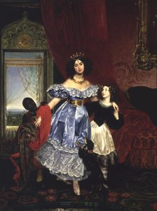 Portrait de la comtesse Samoilova avec (Giovanina) Amazilia Pacini et un garçon noir